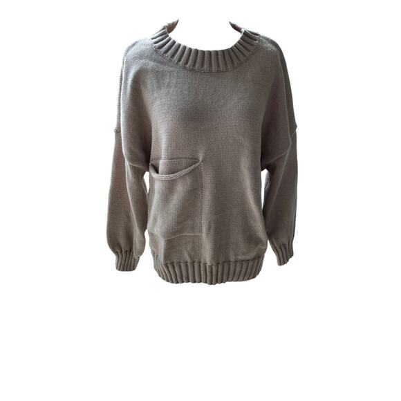 Unique Beige/Tan Knit Crew Neck Sweater Size L - Picture 1 of 6